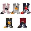 Hellomamma Non-Slip Cotton Toddler Socks, Cute Animals Crew Kids Socks with Grippers Anti Skid Children Socks for Girls Boys, 5-7 Years, Cat Patterm view 1