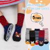 Hellomamma Non-Slip Cotton Toddler Socks, Cute Animals Crew Kids Socks with Grippers Anti Skid Children Socks for Girls Boys, 5-7 Years, Cat Patterm view 2
