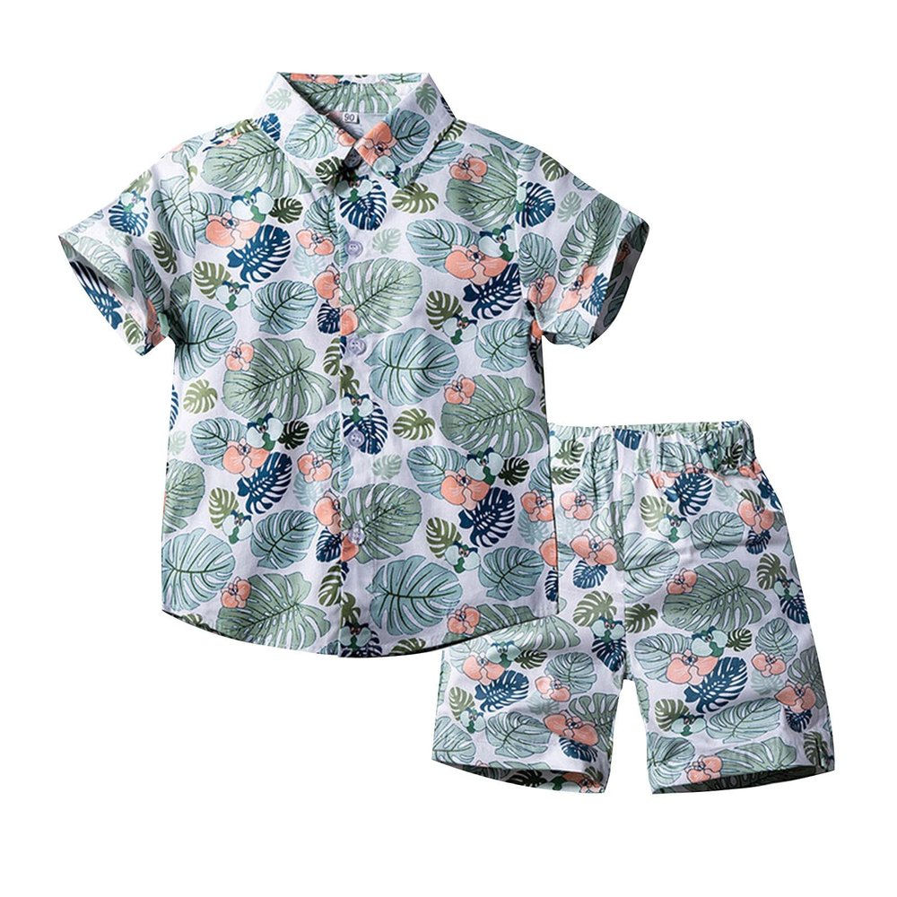 AMIMOJY deals of the day clearance Boys Hawaiian Summer Clothes 2024 Toddler Tree Floral Prints T Shirt Crewneck Tops Child Kids Beach Shorts 81Pcs Set mom and baby girl matching outfits, D-grey