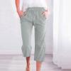 Petite Pants for Women, Today Clearance,Capri Pants for Women Casual 2024 Summer Drawstring Elastic High Waist Linen Pants Straight Wide Leg Lounge Capris5-Mint GreenLarge view 2