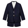 Teen Boys Suits Size 14-16 Set Slim Fit Navy Blue Linen Shorts Set 2 Piece Summer Beach Wedding Tuxedo Suit for Kids Ring Bearer Outfits view 1