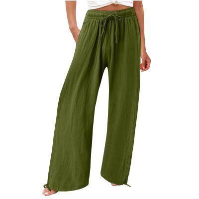 Linen Pants Women Tall,Prime Today's Deals,Wide Leg Dress Pants for Women Business Casual Elastic Waist Comfy Work Pants Baggy Lounge Pants Trousers with PocketAGLarge