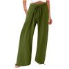 Linen Pants Women Tall,Prime Today's Deals,Wide Leg Dress Pants for Women Business Casual Elastic Waist Comfy Work Pants Baggy Lounge Pants Trousers with PocketAGLarge view 1