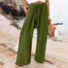 Linen Pants Women Tall,Prime Today's Deals,Wide Leg Dress Pants for Women Business Casual Elastic Waist Comfy Work Pants Baggy Lounge Pants Trousers with PocketAGLarge view 2