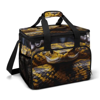 WYUSPGK Large Cooler Bag, Yellow Snake Print Cooler Bags,Beach Cooler Bag,Soft Cooler Bag for Picnic,Camping,& Beach Accessories
