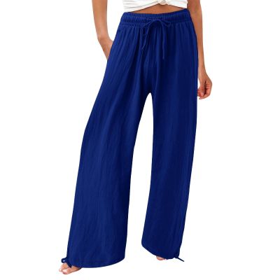 Lightweight Pants Women Summer,Sales Clearance Today Deals Prime,Wide Leg Dress Pants for Women Business Casual Elastic Waist Comfy Work Pants Baggy Lounge Pants Trousers with PocketBlue4X-Large