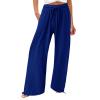 Lightweight Pants Women Summer,Sales Clearance Today Deals Prime,Wide Leg Dress Pants for Women Business Casual Elastic Waist Comfy Work Pants Baggy Lounge Pants Trousers with PocketBlue4X-Large view 1