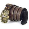 IZUS Men's Retro Western Cowboy PU Leather Belt Longhorn Buckle Decoration Floral Engraved for Jeans view 3