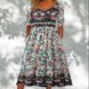 Boho Floral Maxi Dress for Women Casual Short Sleeve Loose Flowy Summer Beach Dresses with Pockets view 2