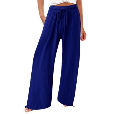 SHAOBGE Long Pants for Women Tall,Deals of The Day,Wide Leg Dress Pants for Women Business Casual Elastic Waist Comfy Work Pants Baggy Lounge Pants Trousers with PocketNavyLarge