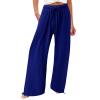 SHAOBGE Long Pants for Women Tall,Deals of The Day,Wide Leg Dress Pants for Women Business Casual Elastic Waist Comfy Work Pants Baggy Lounge Pants Trousers with PocketNavyLarge view 1
