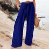 SHAOBGE Long Pants for Women Tall,Deals of The Day,Wide Leg Dress Pants for Women Business Casual Elastic Waist Comfy Work Pants Baggy Lounge Pants Trousers with PocketNavyLarge view 2
