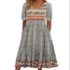 Boho Floral Maxi Dress for Women Casual Short Sleeve Loose Flowy Summer Beach Dresses with Pockets view 1
