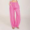ABOUTYES Linen Pants Women Summer 2024 Casual Drawstring Elastic Waist Cotton Long Wide Leg Pant Lounge Trousers with Pockets view 2