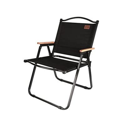 Folding Chair Camping Portable Folding Deck Chair Fishing Chair Small Stool Camping Equipment(Color:Black)