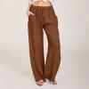 ABOUTYES Linen Pants Women Summer 2024 Casual Drawstring Elastic Waist Cotton Long Wide Leg Pant Lounge Trousers with Pockets view 2