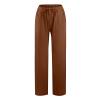 ABOUTYES Linen Pants Women Summer 2024 Casual Drawstring Elastic Waist Cotton Long Wide Leg Pant Lounge Trousers with Pockets view 3