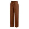 ABOUTYES Linen Pants Women Summer 2024 Casual Drawstring Elastic Waist Cotton Long Wide Leg Pant Lounge Trousers with Pockets view 4