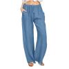 ABOUTYES Linen Pants Women Summer 2024 Casual Drawstring Elastic Waist Cotton Long Wide Leg Pant Lounge Trousers with Pockets view 1
