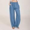 ABOUTYES Linen Pants Women Summer 2024 Casual Drawstring Elastic Waist Cotton Long Wide Leg Pant Lounge Trousers with Pockets view 2