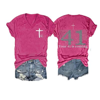NineFit Basics Your 41 is Coming Hoodie Day 41 is Coming T Shirt Religious Shirts for Women Casual Funny Graphic Top Christian Gift Pink, 5X-Large