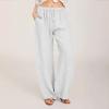 ABOUTYES Linen Pants Women Summer 2024 Casual Drawstring Elastic Waist Cotton Long Wide Leg Pant Lounge Trousers with Pockets view 2