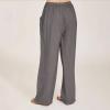 ABOUTYES Linen Pants Women Summer 2024 Casual Drawstring Elastic Waist Cotton Long Wide Leg Pant Lounge Trousers with Pockets view 3