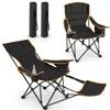 Giantex Hammock Camping Chair, Folding Chairs for Outside, Foldable Chair with Footrest, Adjustable Backrest, Padded Cushion, Carry Bag, Cup Holder, Collapsible Chair for Backpacking, Beach (2, Black) view 1