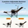 Giantex Hammock Camping Chair, Folding Chairs for Outside, Foldable Chair with Footrest, Adjustable Backrest, Padded Cushion, Carry Bag, Cup Holder, Collapsible Chair for Backpacking, Beach (2, Black) view 4