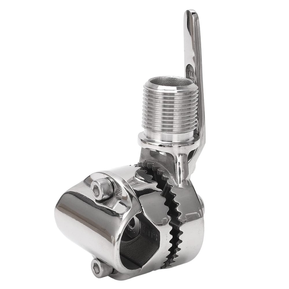 Marine VHF Mount 16116cm 316 Stainless Steel Ratchet Mount with Lever Action Handle for 7 to 1in Rails Boat Yacht RV Rustproof Durable Easy Operation