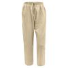 ABOUTYES Linen Pants Women Summer 2024 Casual Drawstring Elastic Waist Cotton Long Wide Leg Pant Lounge Trousers with Pockets view 3