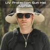 Japelessor Wide Brim Solar Fan Outdoor Fishing Hat - Solar & USB Charging, Men Sunscreen Waterproof Sun Hat Upf50+ with 2 Solar Fan (C,One Size) view 2