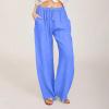 ABOUTYES Linen Pants Women Summer 2024 Casual Drawstring Elastic Waist Cotton Long Wide Leg Pant Lounge Trousers with Pockets view 2