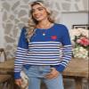 Drvitor Womens Striped Sweater Long Sleeve Crew Neck Color Block Knitted Casual Pullover Sweater (Blue&White, Small) view 3