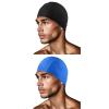 Fabric Swim Cap Black and Lake Bule, Breathable High Stretch Swimming Cap Keeps Hair Clean and Protects Fast Dry Soft Short Hair, Suitable for Men Women Adult and Children view 1