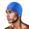 Fabric Swim Cap Black and Lake Bule, Breathable High Stretch Swimming Cap Keeps Hair Clean and Protects Fast Dry Soft Short Hair, Suitable for Men Women Adult and Children view 3