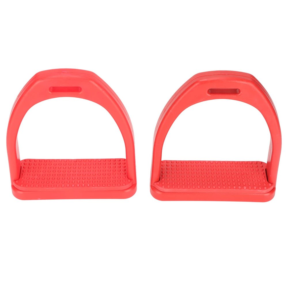 CDQL 1 Pair Plastics Horse Stirrups - Engineered Plastic High Strength Stirrups with Non Slip Rubber Pad for Equestrian Lovers Horse Tool Accessories, Convenient to Use (Red S)