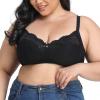 SUIJasmine 3 Pack Women's Comfort Ultrathin Soft Cotton Lift Bra Lace Wirefree Plus Size Bras Full Coverage Non Padded Support Bra Black, 46G view 1