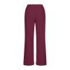 ABOUTYES Linen Pants Women Summer 2024 Casual Drawstring Elastic Waist Cotton Long Wide Leg Pant Lounge Trousers with Pockets view 4