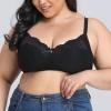 SUIJasmine 3 Pack Women's Comfort Ultrathin Soft Cotton Lift Bra Lace Wirefree Plus Size Bras Full Coverage Non Padded Support Bra Black, 44G view 3