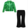 HULIJA Kids Boys Sequins Dance Outfits Dance Shirts with Pants Latin Jazz Modern Ballroom Dancewear Disco Party Costume Green 14 Years view 1