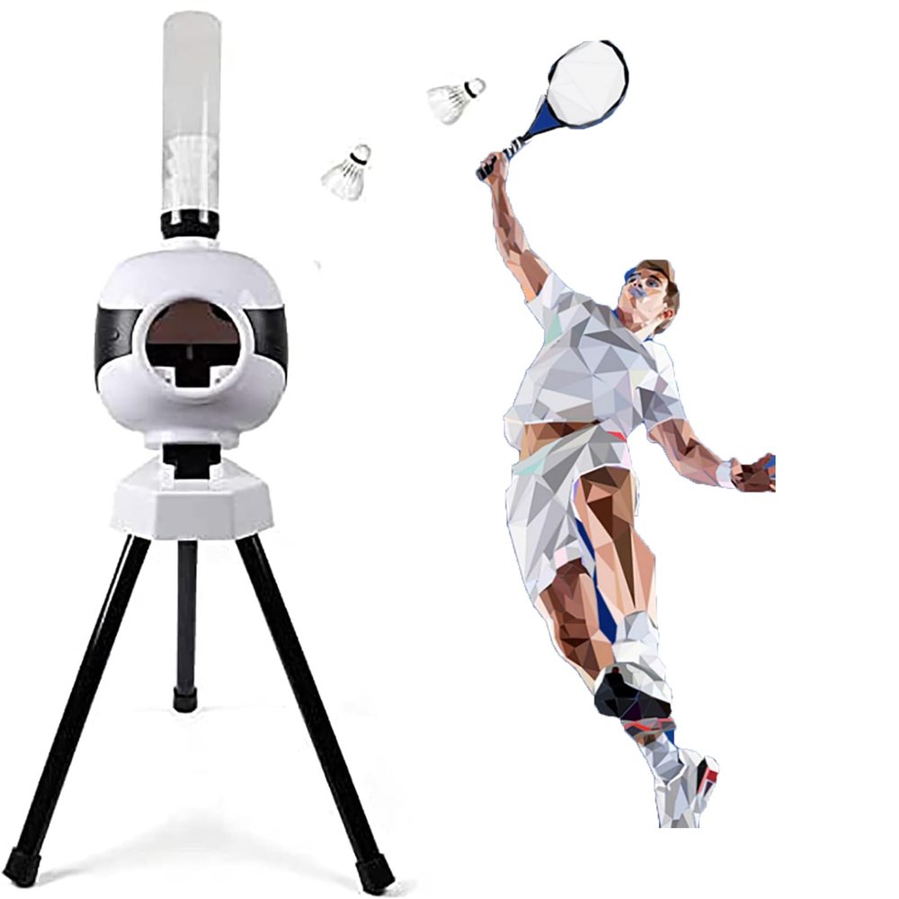 Automatic Badminton Pitching Machine, Shuttlecock Launcher, Restore Memory Function, 1-5S Time Adjustment & Fixed Point Serve Training, for Indoor & Outdoor Training, Badminton Learners