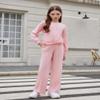 Arshiner Girls Sweatsuit Two Piece Fall Outfits Long Sleeve Sweatshirts and Casual Sweatpants Jogger Set,Pink view 2