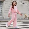 Arshiner Girls Sweatsuit Two Piece Fall Outfits Long Sleeve Sweatshirts and Casual Sweatpants Jogger Set,Pink view 3