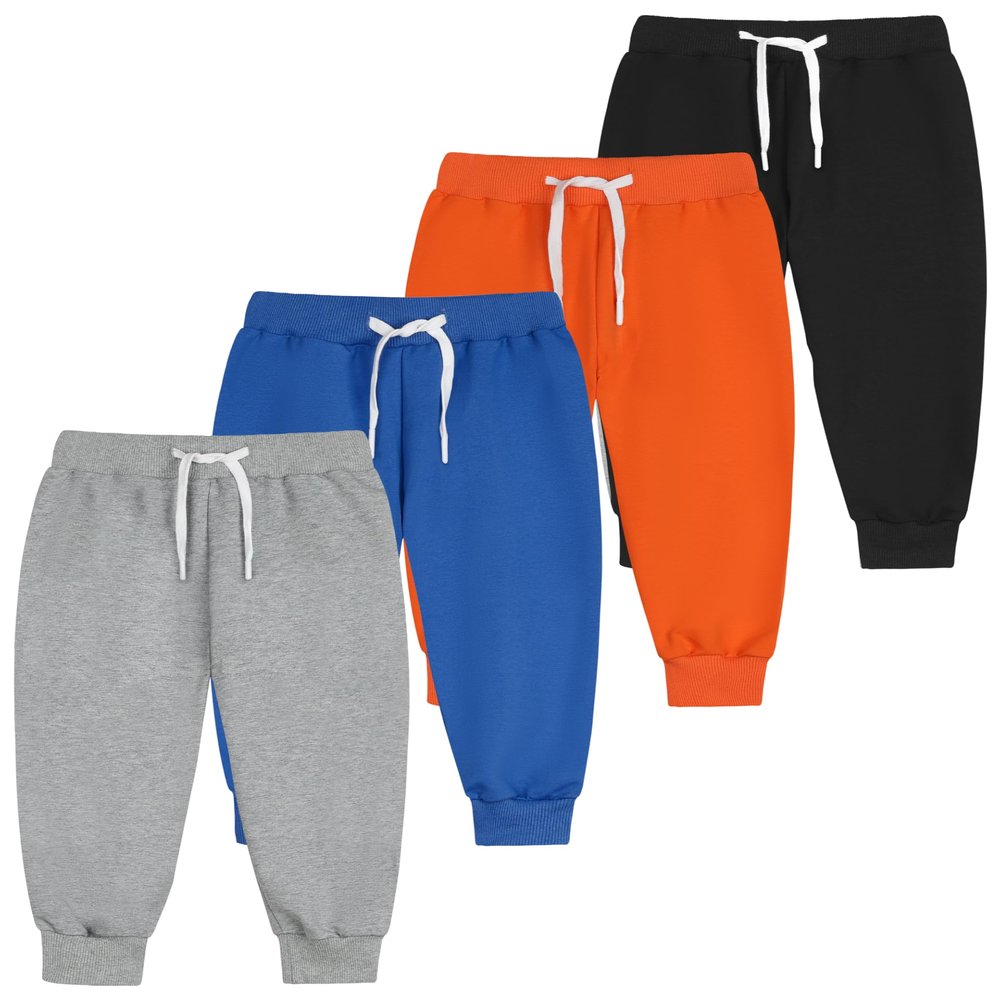 Resinta 4 Pack Toddler and Boys Joggers Sweatpants Cotton Kids Active Pants with Drawstring Casual Athletic Clothes