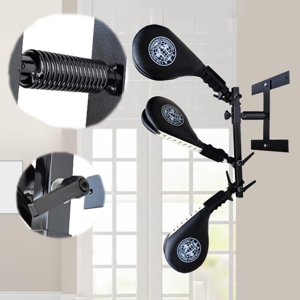 EXCLURA Wall-Mounted Martial Arts Target with Spring, Wing Chun Dummies Adjustable Height Angle, Training Dummy Target for Wall Pillar