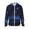 Cluster of Stars in Night Sky Sun Protection Hoodie Jacket Full Zip UPF 50+ Long Sleeve Sun Shirt with Pocket Outdoor view 1