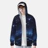 Cluster of Stars in Night Sky Sun Protection Hoodie Jacket Full Zip UPF 50+ Long Sleeve Sun Shirt with Pocket Outdoor view 2