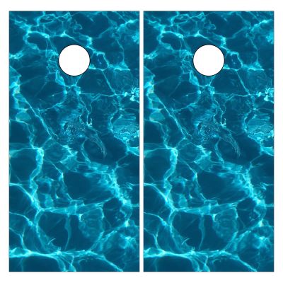 Cornhole Board Decals for Outdoor Games 24inx48in Themed Vinyl Skins Weather-Resistant Cornhole Wrap Set for Family Backyard Fun Parties Decorative game stickers,Set of 2 Blue Water