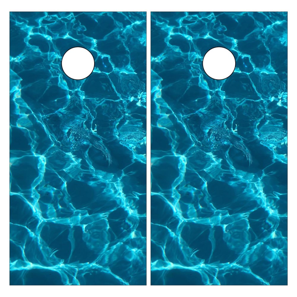 Cornhole Board Decals for Outdoor Games 24inx48in Themed Vinyl Skins Weather-Resistant Cornhole Wrap Set for Family Backyard Fun Parties Decorative game stickers,Set of 2 Blue Water